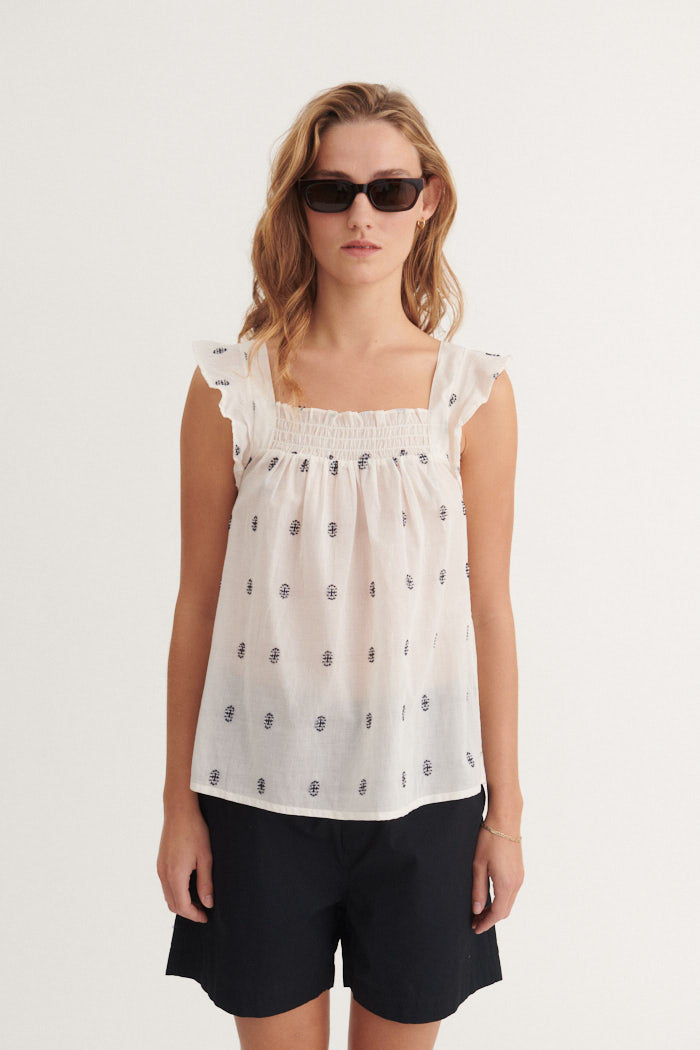 Basic Apparel Ada Top Toppe 705 whisper white / Sky captain