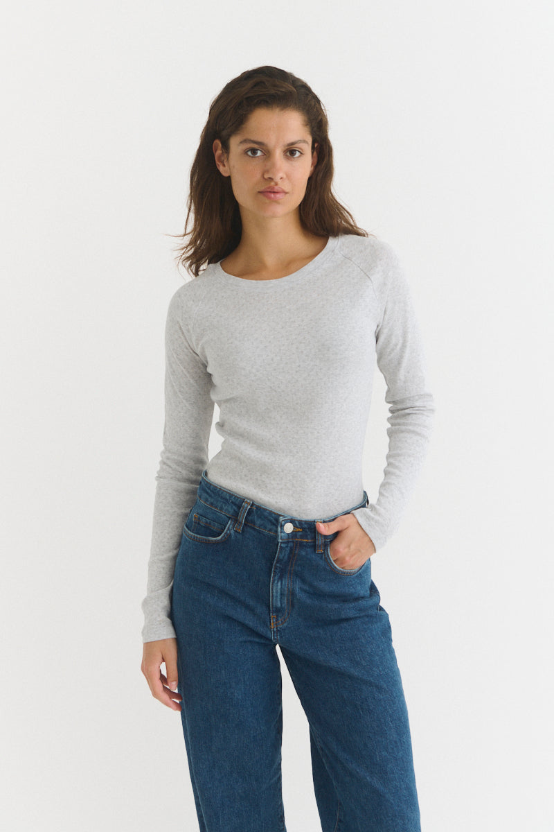 Basic Apparel Arense LS Tee T-shirts 318 Light Grey Mel.