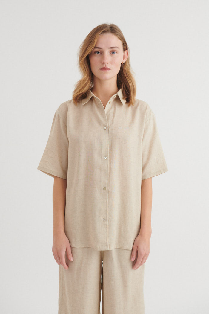 Basic Apparel Carina Oversized Shirt Skjorter 100 Natural melange