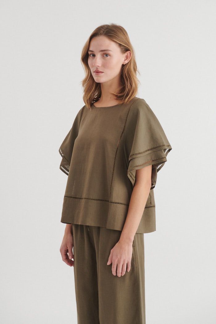 Basic Apparel Carina SS Blouse Bluser 889 Sea turtle