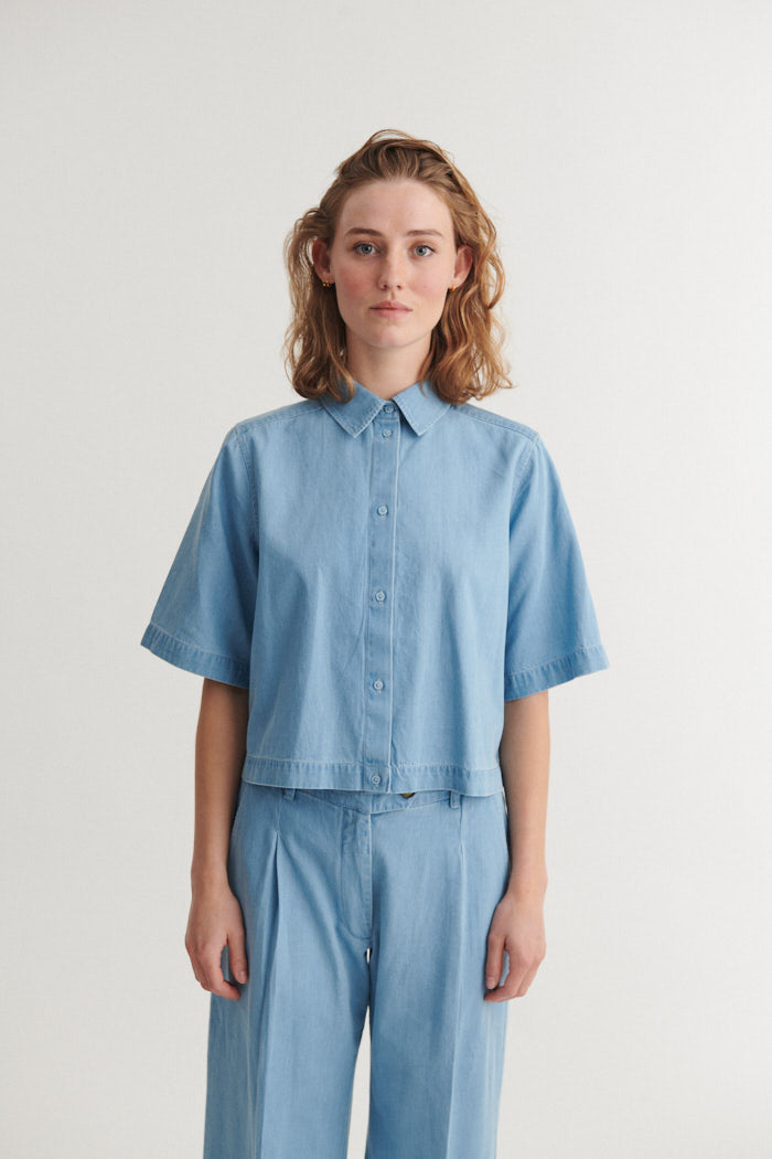 Basic Apparel Cody SS Shirt Skjorter 189 Light Wash