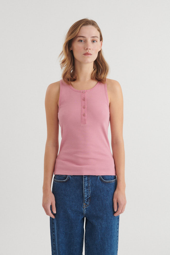 Basic Apparel Ludmilla Granddad Tank Toppe 899 Cashmere rose