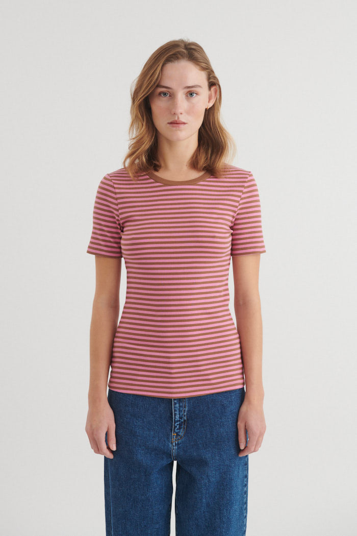 Basic Apparel Ludmilla O-Neck T-shirts 900 Cashmere rose / nuthatch