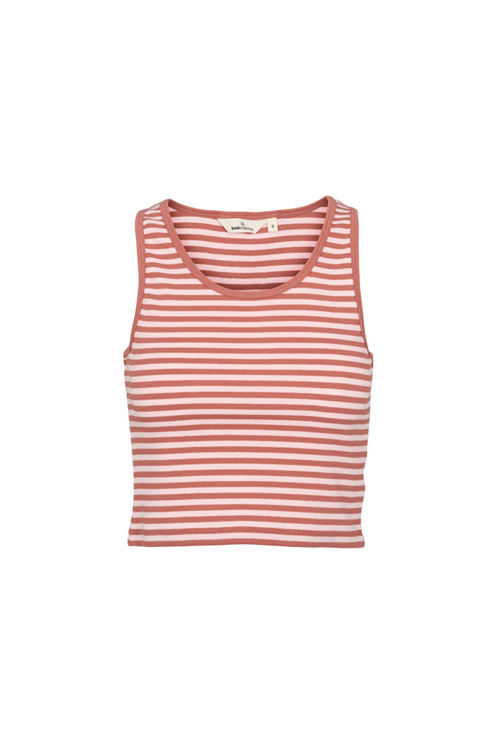 Basic Apparel Ludmilla Stripe Crop Tank Toppe 784 cedar wood / Rose shadow