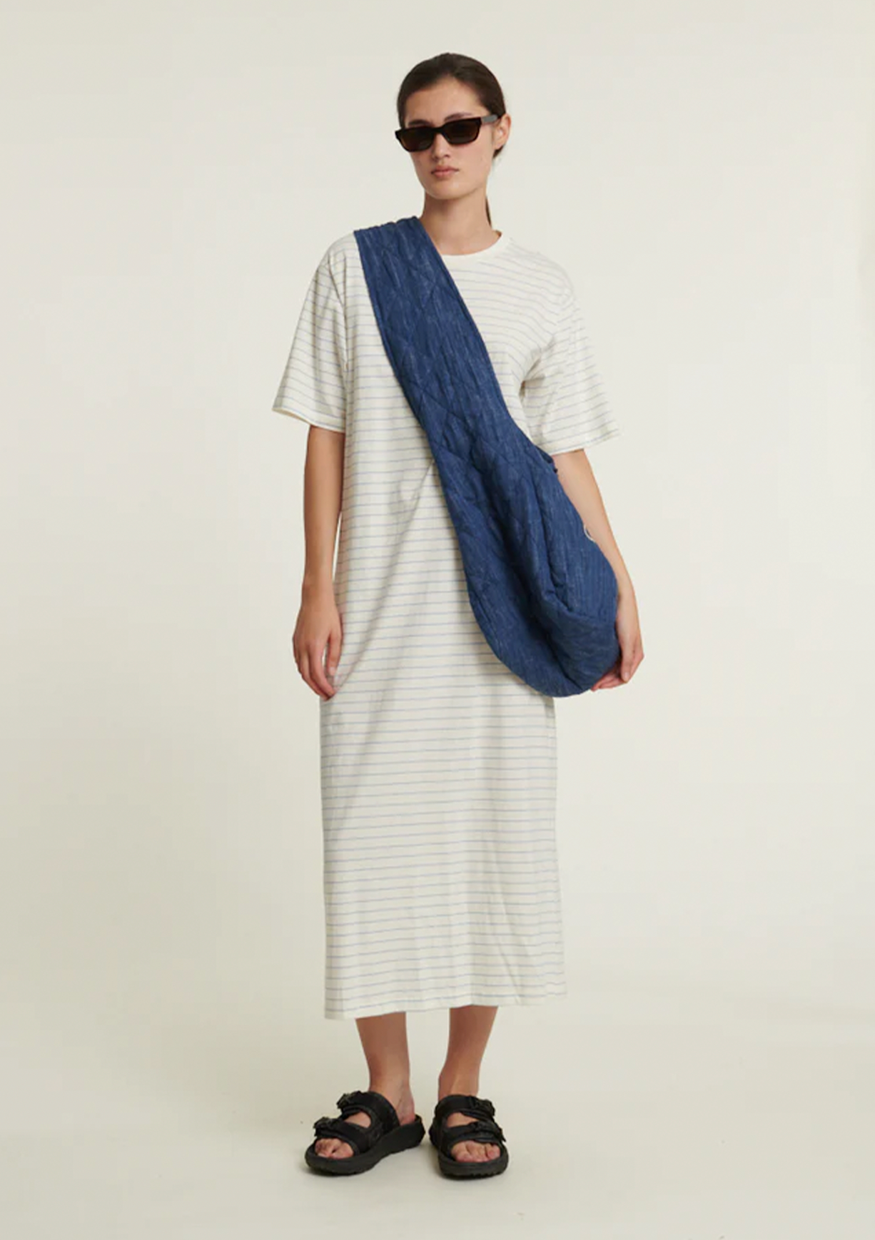Basic Apparel Raja Striped Dress Kjoler 758 Quiet harbor / Whisper white