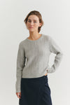 Selem Cable O-Neck - Hellgrau Mel.