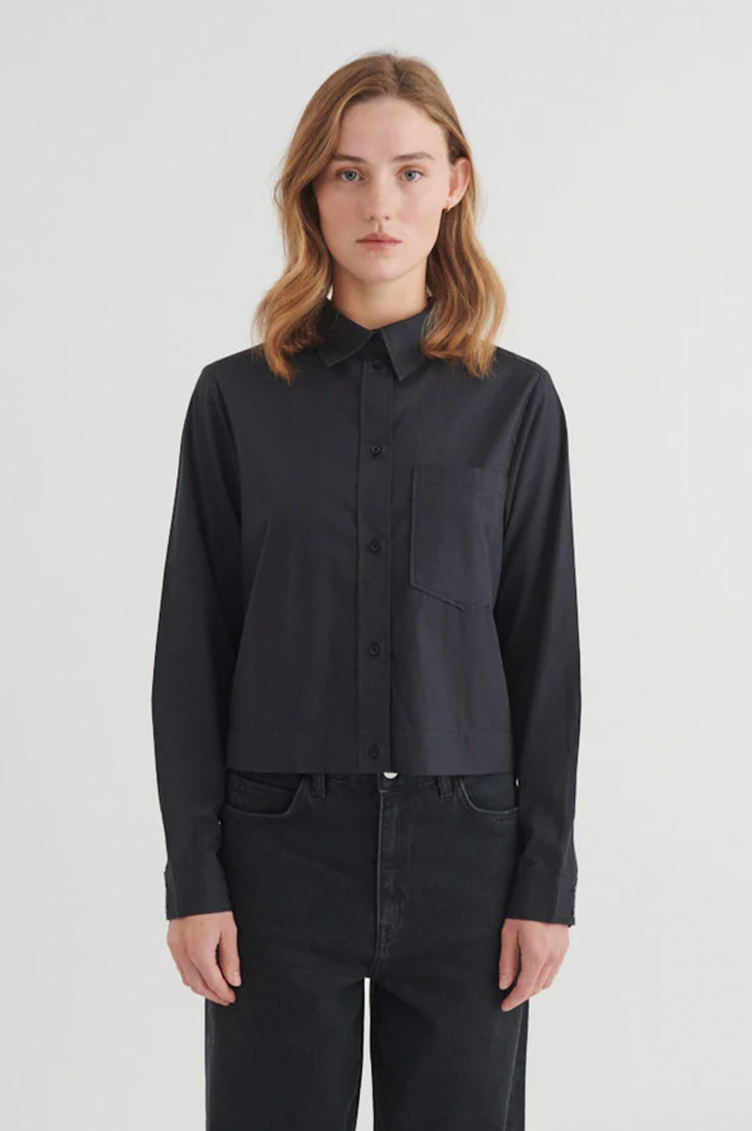 Basic Apparel Silje Cropped Shirt Skjorter 001 Black