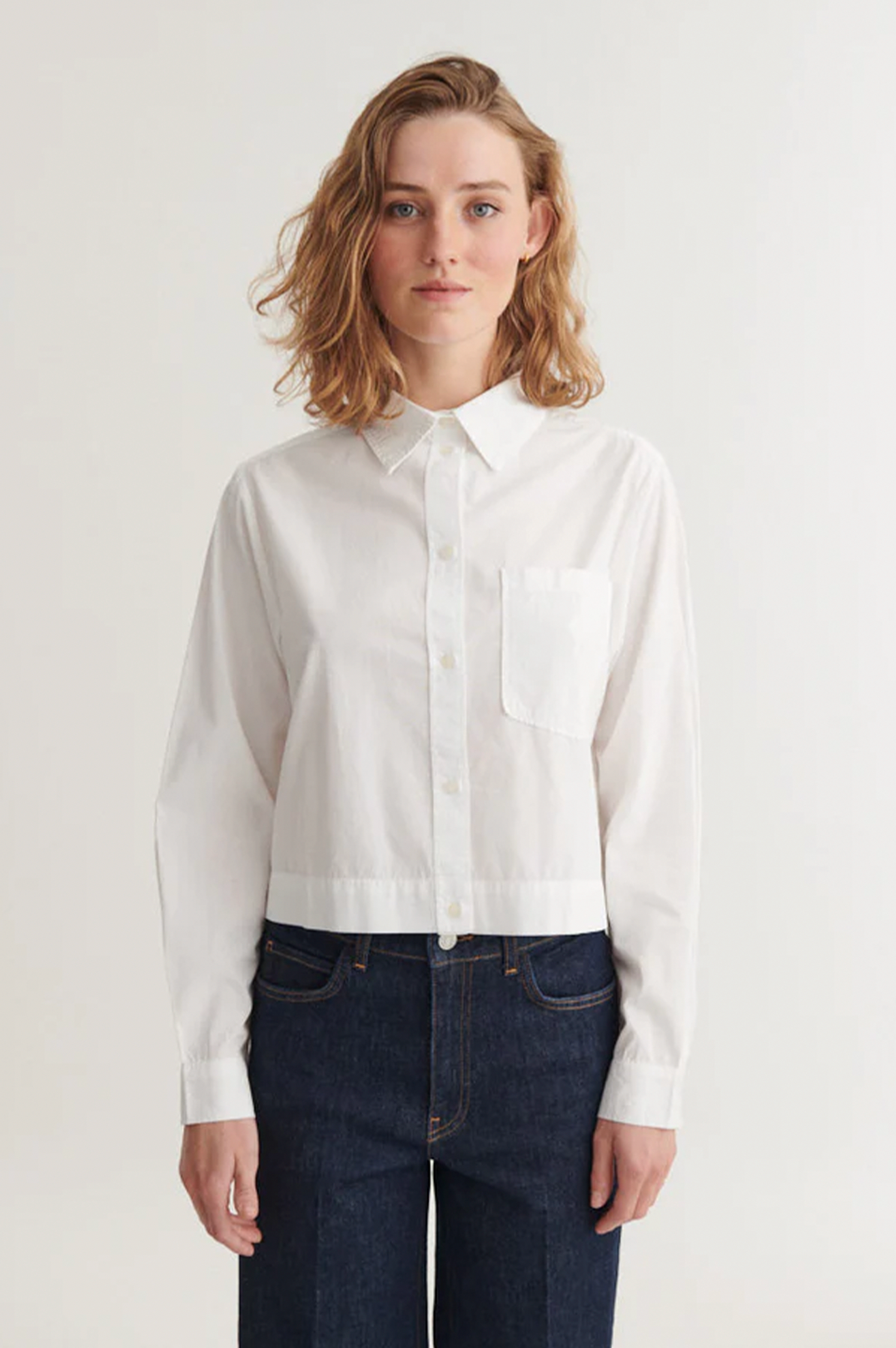 Basic Apparel Silje Cropped Shirt Skjorter 423 Bright White